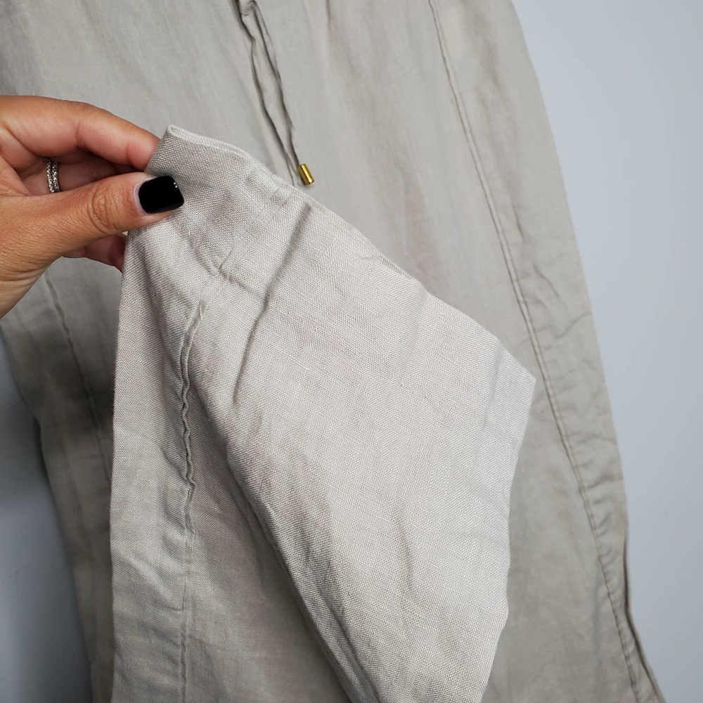 ELLEN TRACY Cream 100% Linen Drawstring Jogger Pants Sz Medium M - Picture 3 of 7